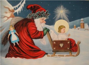 Santa Claus and baby jesus
